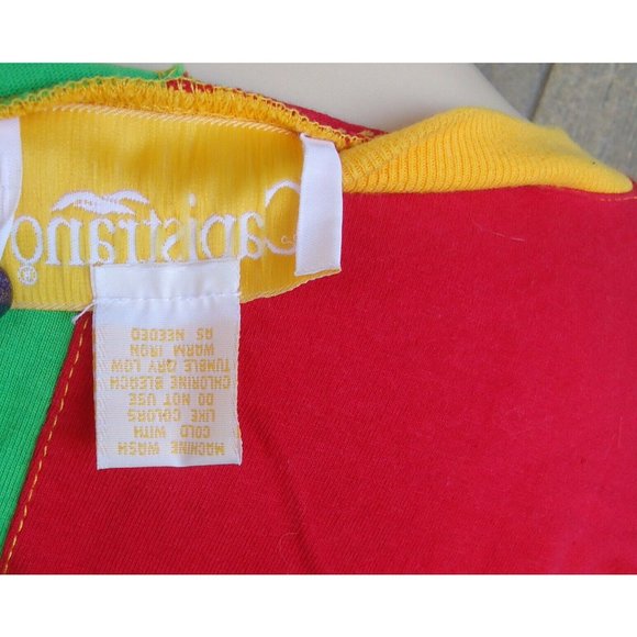 NOS Vtg 80s Shirt Colorblock Red Green Purple One Size 100% Cotton - Picture 10 of 10